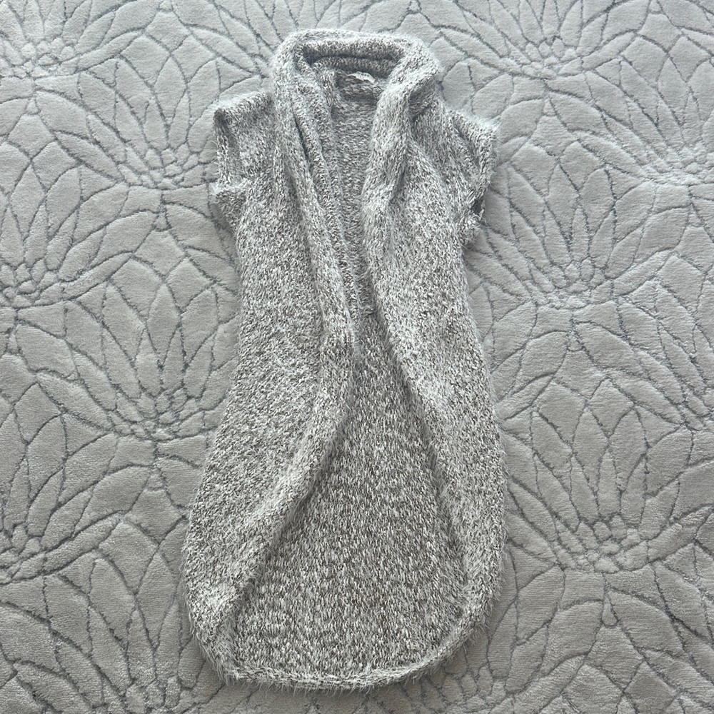 Umgee Textured Gray Cowl Neck Long Sweater